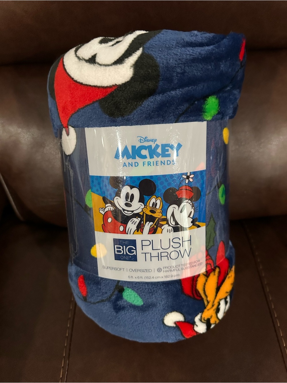 Disney Mickey and Friends Plush Throw - Navy, Red, Yellow, Green